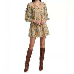 ALICE + OLIVIA Marcie Floral Long Sleeve Mini dress In Multi-colour SIZE XS